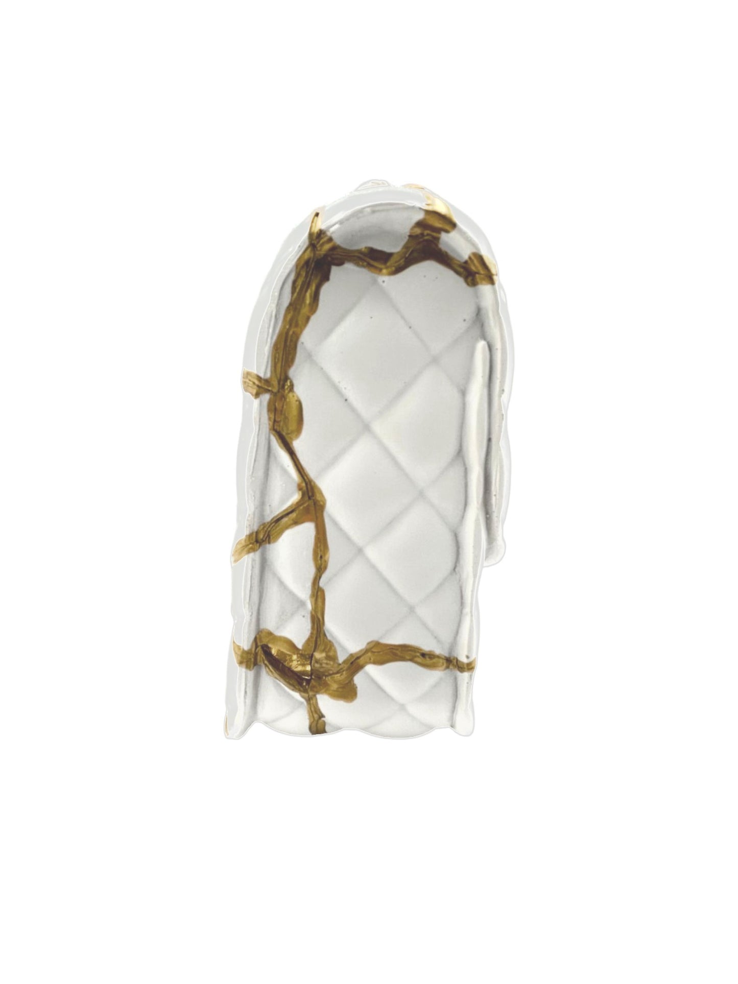Kintsugi Handbag Vase - Broken + Repaired Japanese Pottery - Hand Painted Gold - Resin - W 8.5in