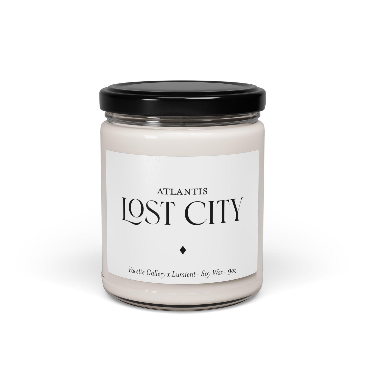 Lost City Candle in Glass - Vegan - Modern/Contemporary Home Decor - Minimalist - Black/White - Hand Poured Soy Wax - 9oz