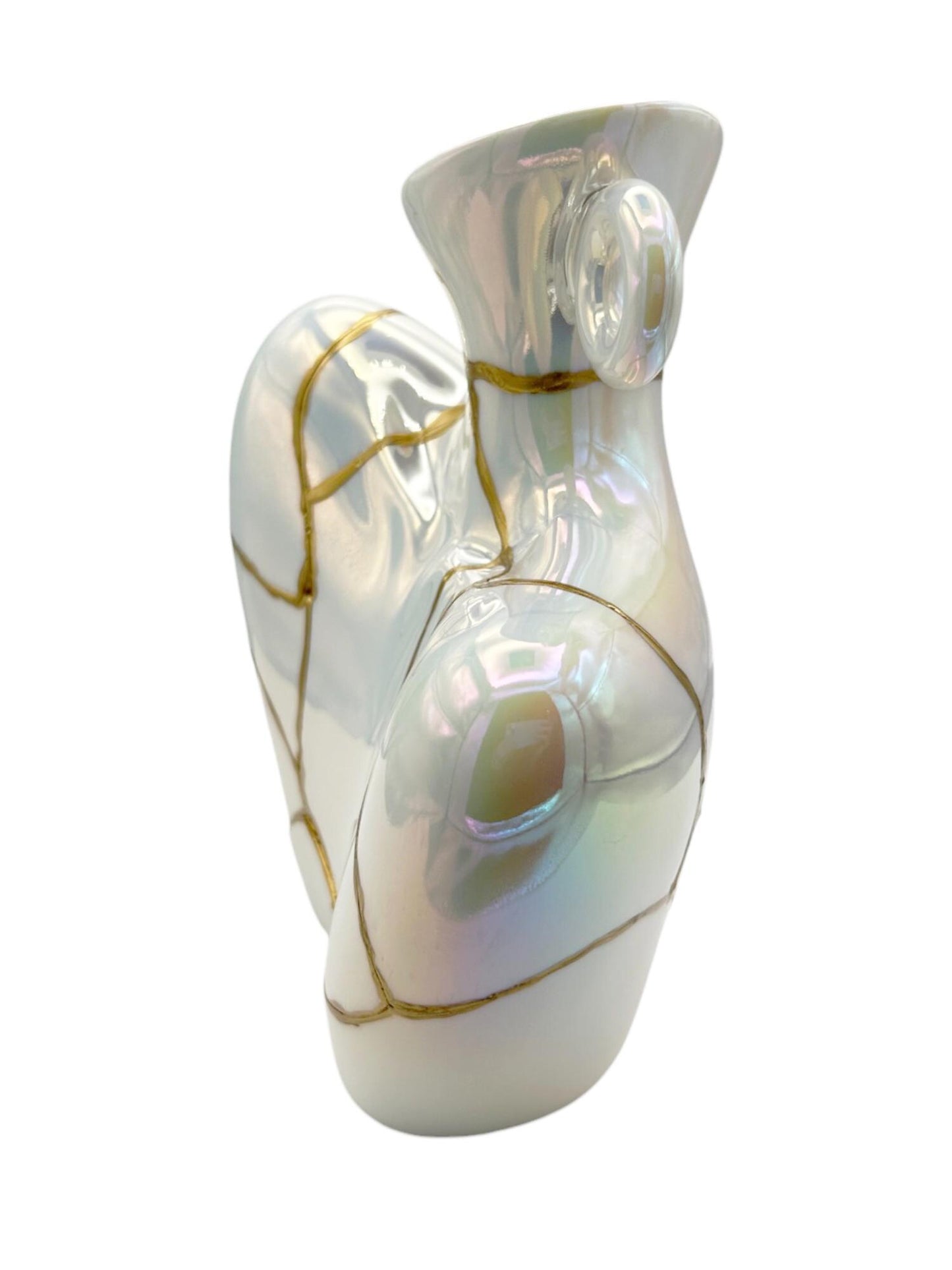 Kintsugi Iridescent Bust Vase - Broken + Repaired Japanese Pottery - Feminine Form - Smooth Texture - Hand Painted Gold (H) 9in (W) 7.25