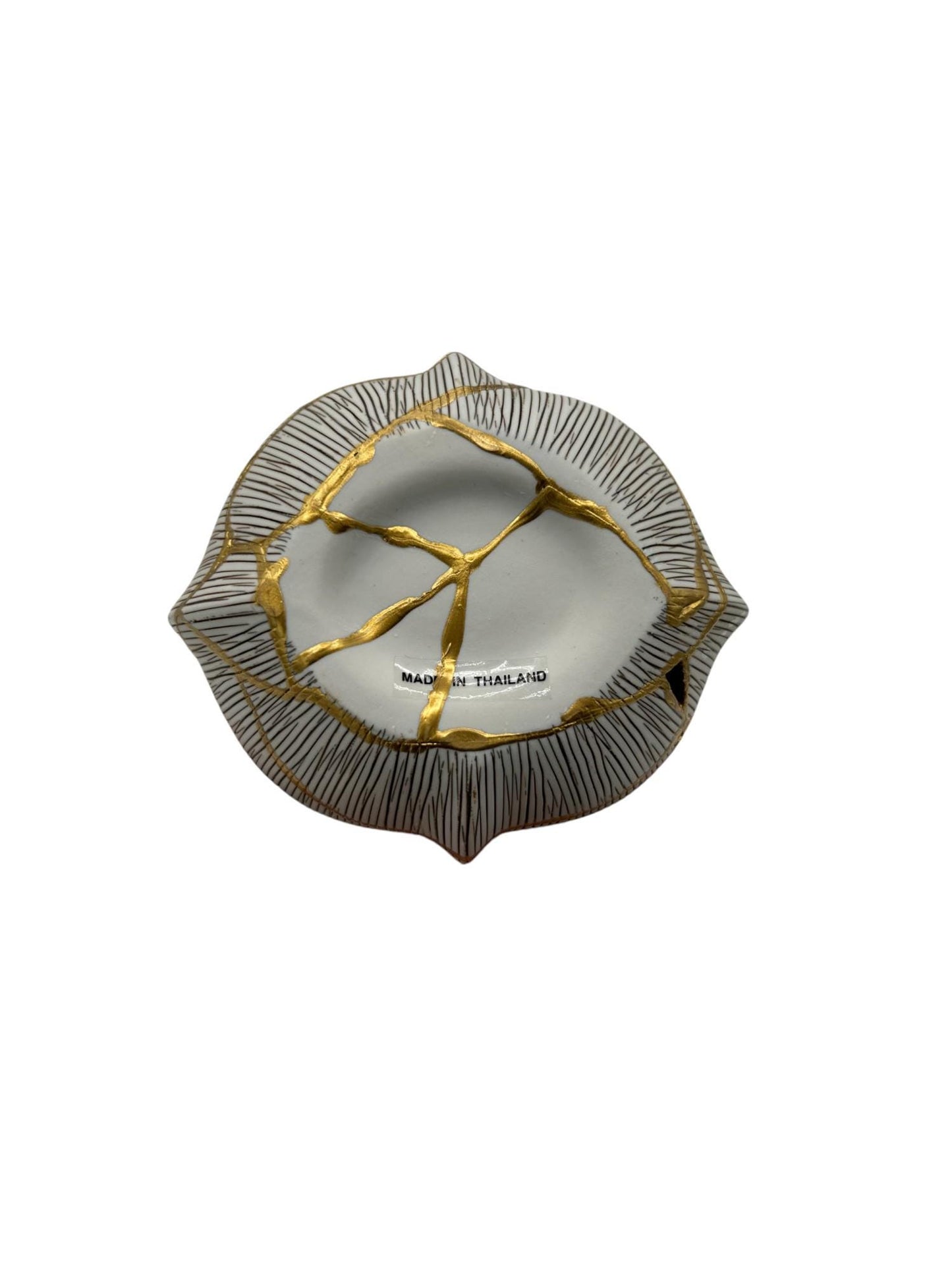 Kintsugi Seed Vase - Botanical - Broken + Repaired Japanese Pottery - Hand Painted Gold - Made in Thailand Collection (W) 5.25in (H) 6.5in