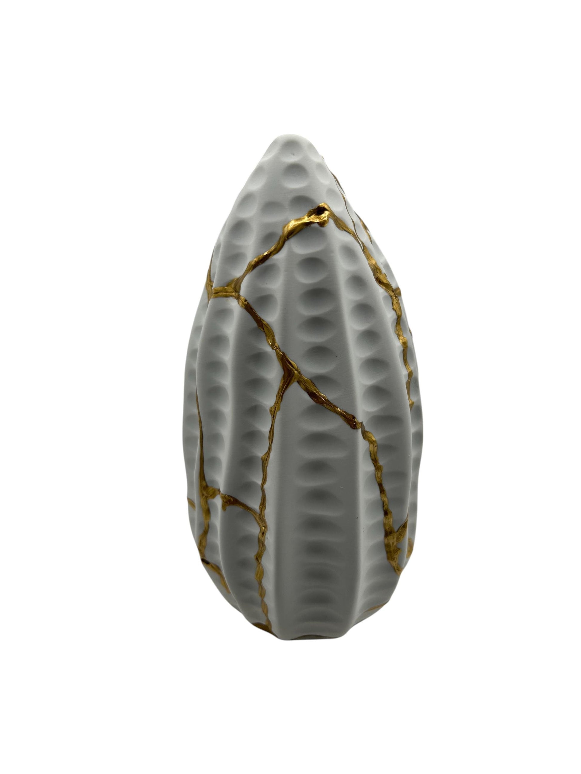 Kintsugi Seahorse Vase - Ocean/Sea - Broken + Repaired Japanese Pottery - Hand Painted Gold - Made in Thailand Collection (H) 8.5in (W) 5in