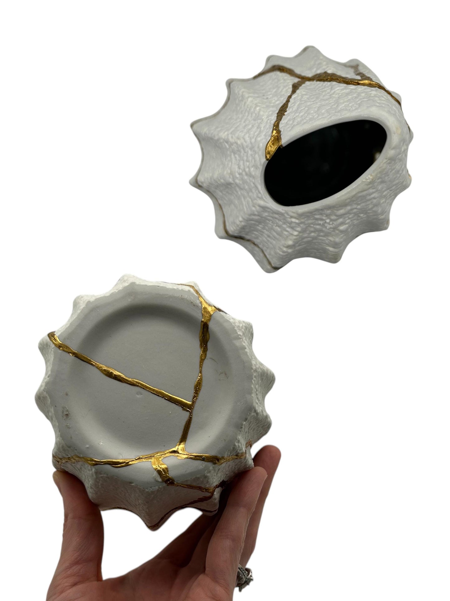 Modern Kintsugi Jackfruit Vase - Broken + Repaired Japanese Pottery - Hand Painted Gold - Made in Thailand No.2 - (W) 4.25in (H) 8.25in