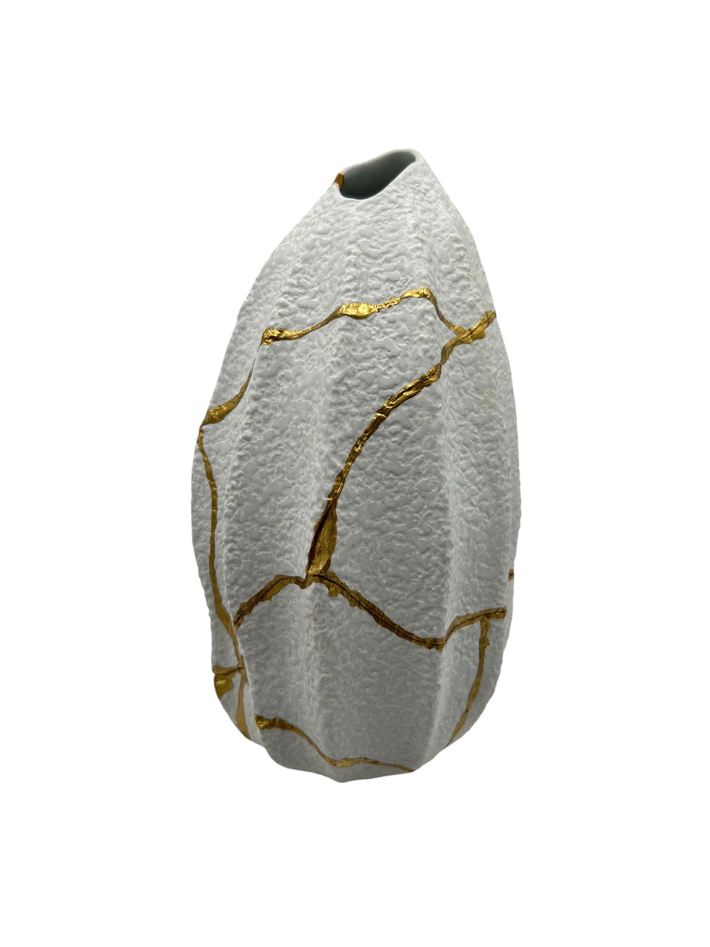 Modern Kintsugi Jackfruit Vase - Broken + Repaired Japanese Pottery - Hand Painted Gold - Made in Thailand No.2 - (W) 4.25in (H) 8.25in