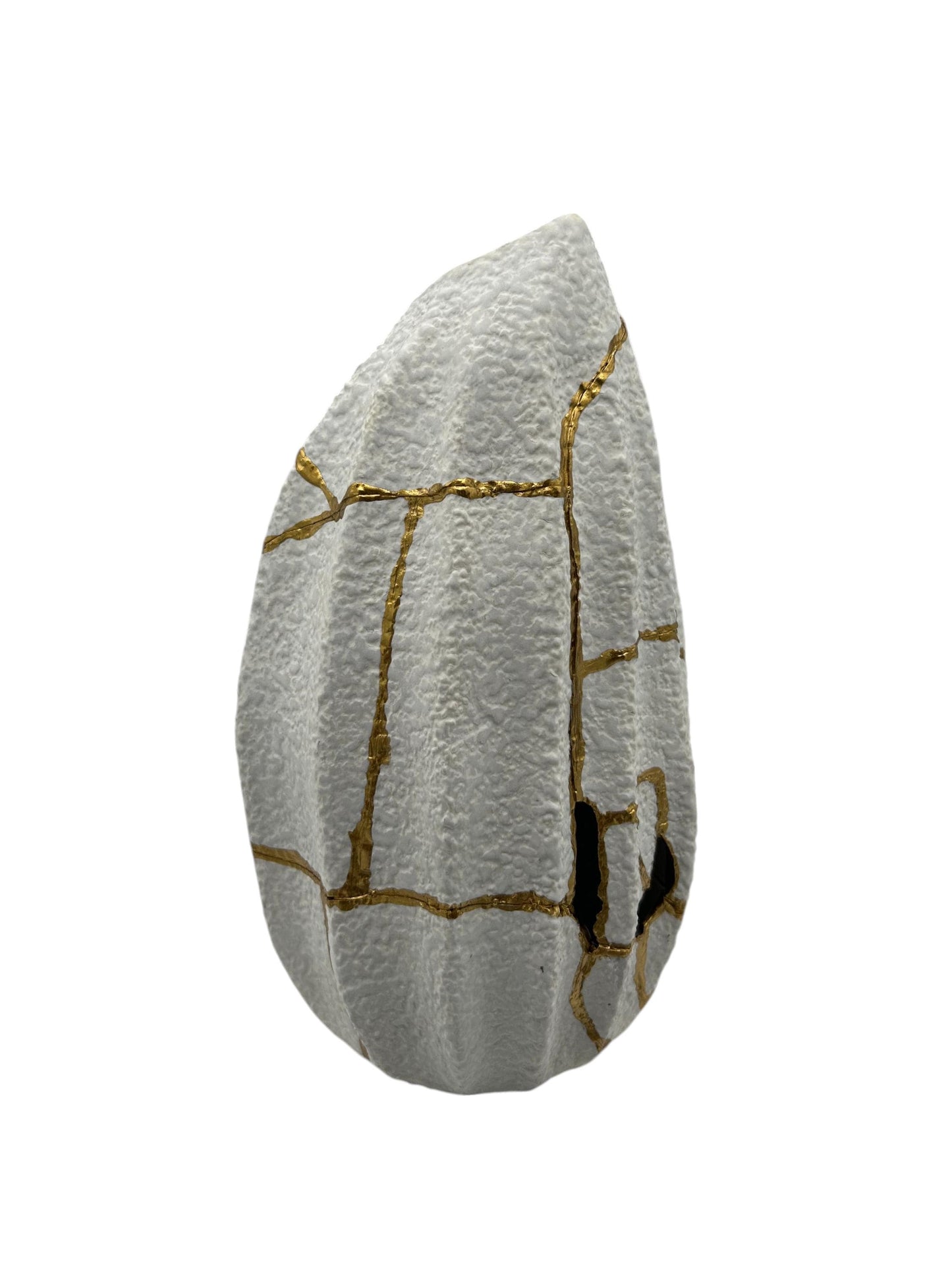 Modern Kintsugi Jackfruit Vase - Broken + Repaired Japanese Pottery - Hand Painted Gold - Made in Thailand No.2 - (W) 4.25in (H) 8.25in