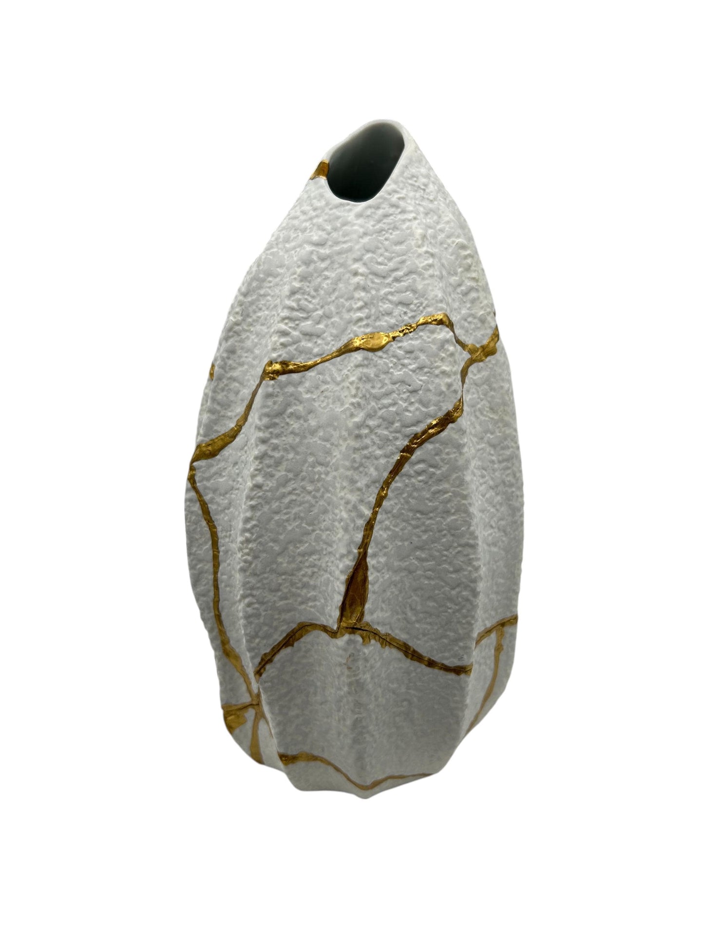 Modern Kintsugi Jackfruit Vase - Broken + Repaired Japanese Pottery - Hand Painted Gold - Made in Thailand No.2 - (W) 4.25in (H) 8.25in