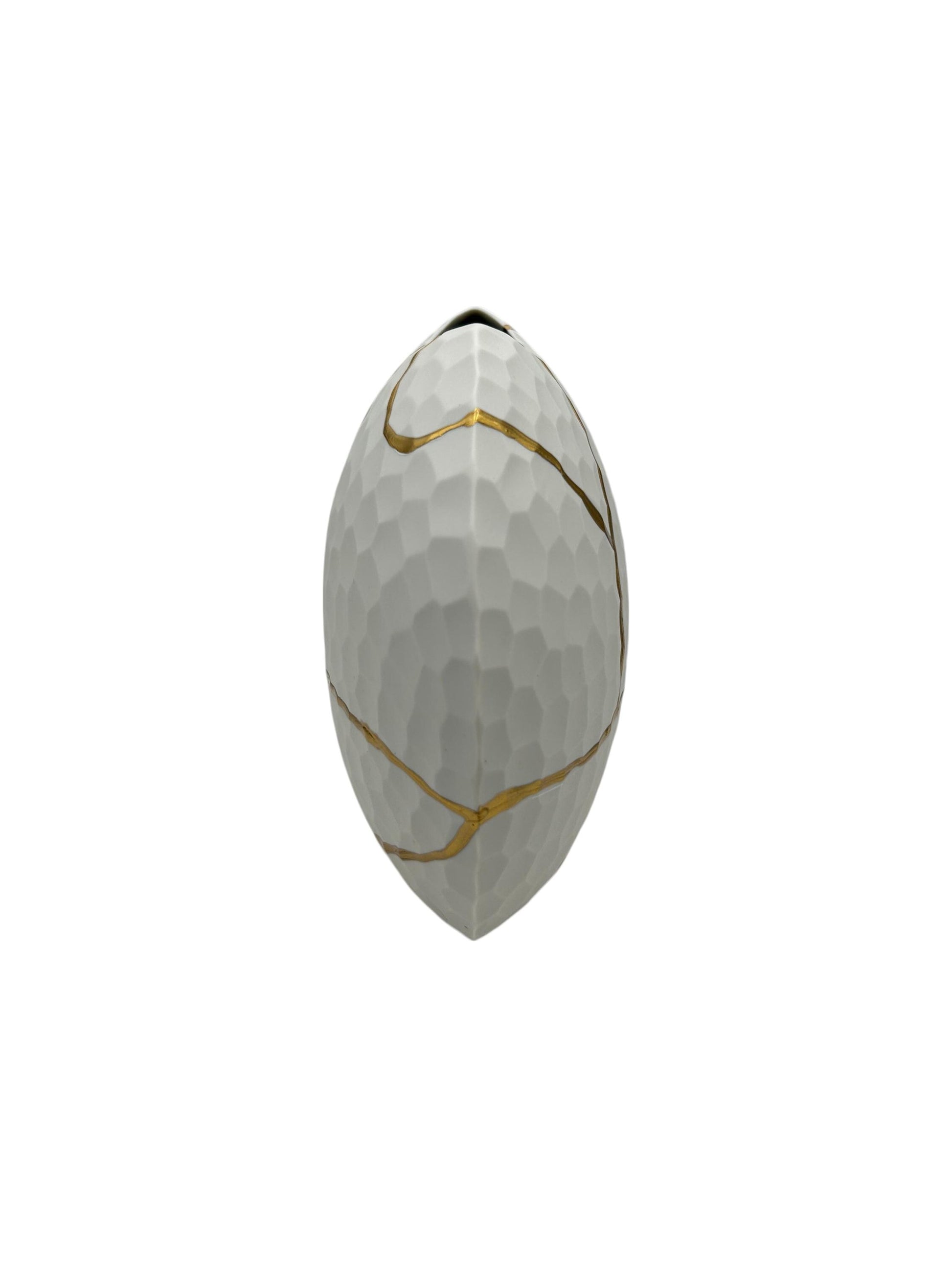 Modern Kintsugi Beehive Vase - Eggshell - Broken + Repaired Japanese Pottery - Hand Painted Gold - Made in Thailand (W) 7.25in (H) 6.5in