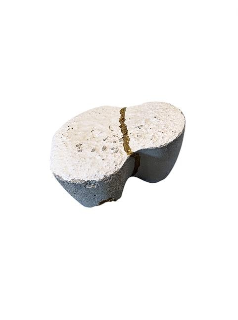Modern Kintsugi Sponge Tray - Broken + Repaired Japanese Pottery - Hand Painted Gold - Wabi Sabi - Japandi - Cement (W) 5in (H) 2.5in