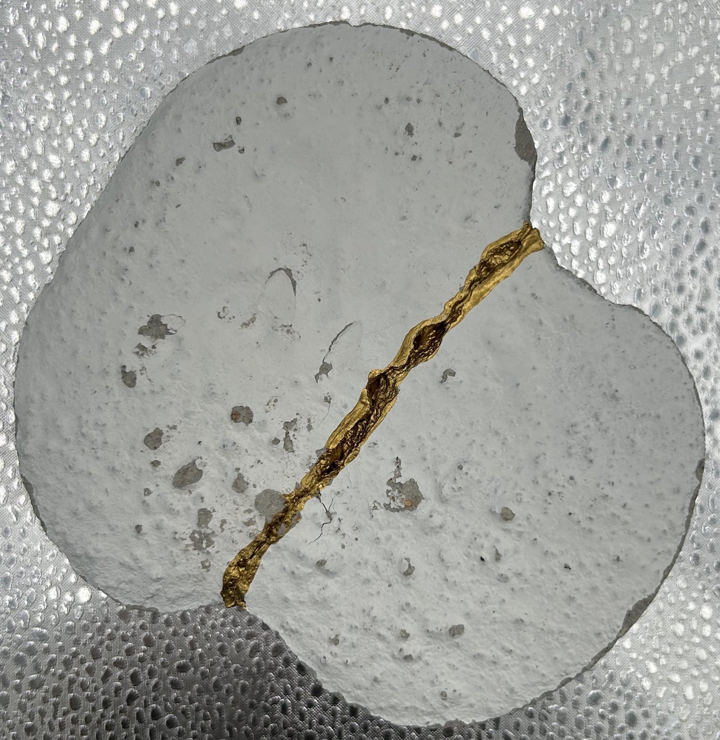 Modern Kintsugi Sponge Tray - Broken + Repaired Japanese Pottery - Hand Painted Gold - Wabi Sabi - Japandi - Cement (W) 5in (H) 2.5in