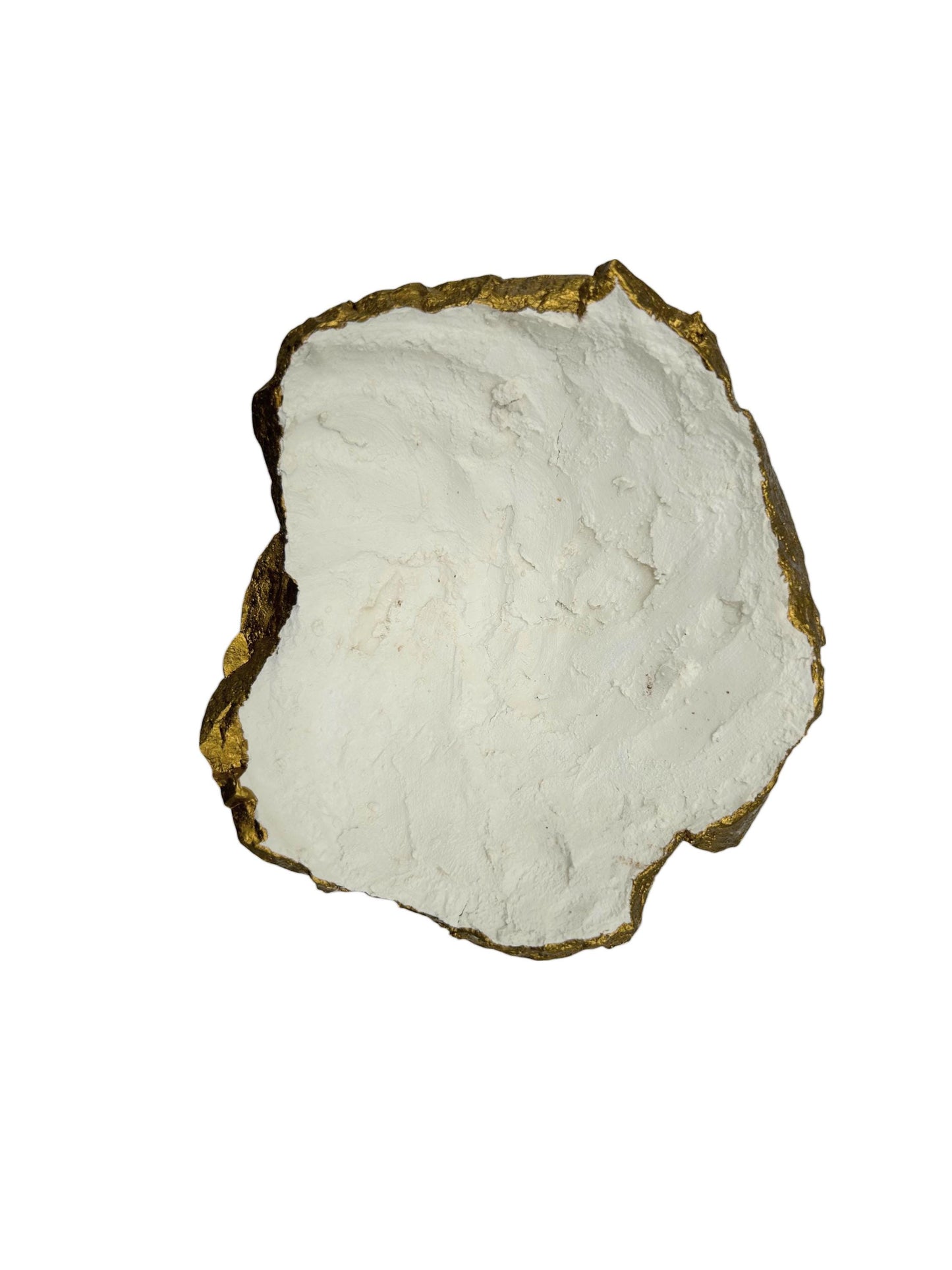 White Cement Bowl - Hand Formed/Painted Gold - Wabi Sabi - Japandi - Decorative/Jewelry/Entrance - Raw Edges - (W) 6in (H) 2in