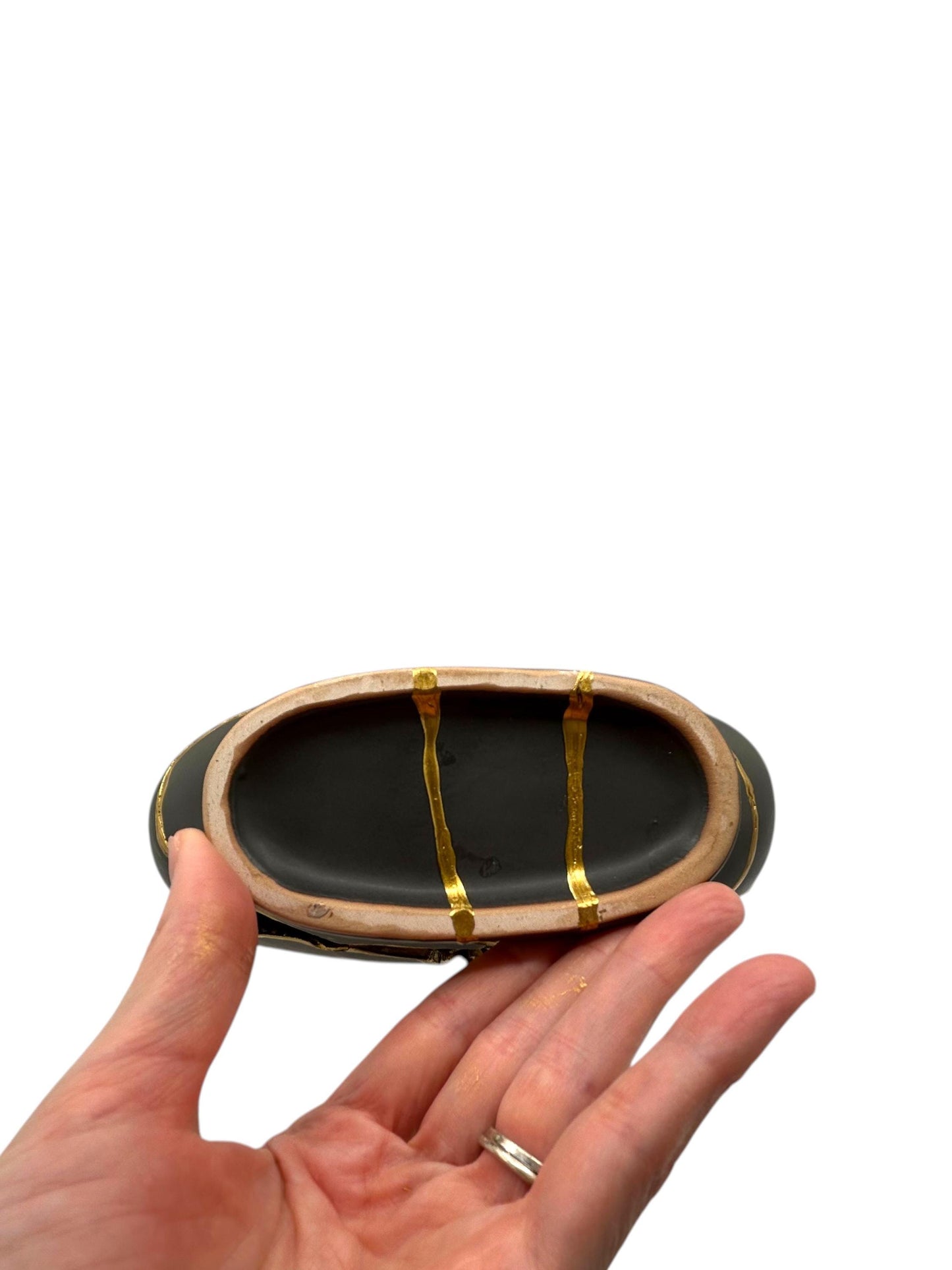 Modern Kintsugi Batur Vase - Broken + Repaired Japanese Pottery - Hand Painted Gold - Japandi - Smooth Texture - Charcoal (H) 9.75in (W) 7in