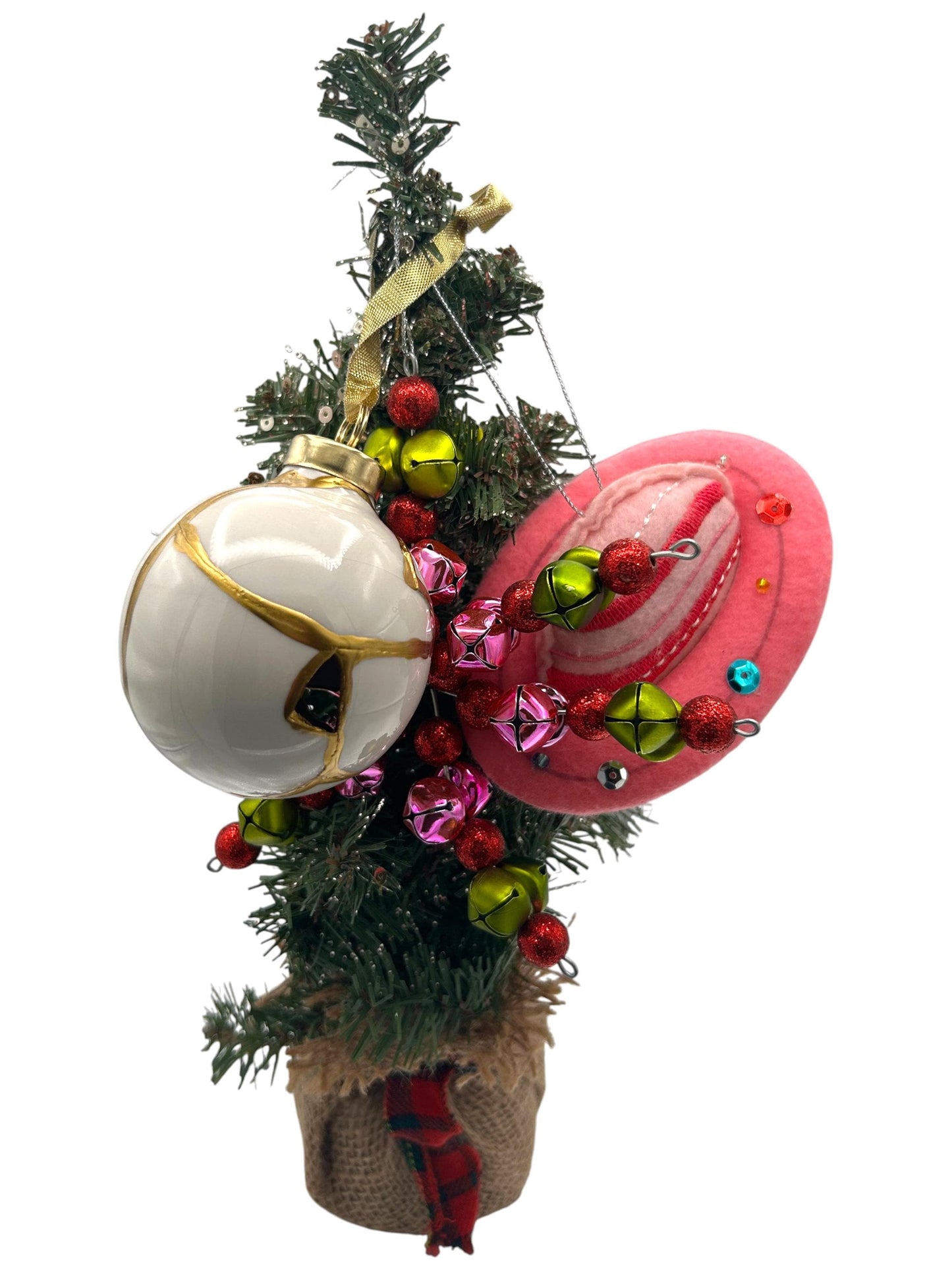 Modern Kintsugi Ornament - Hand Painted Gold, White Ceramic Holiday Decor
