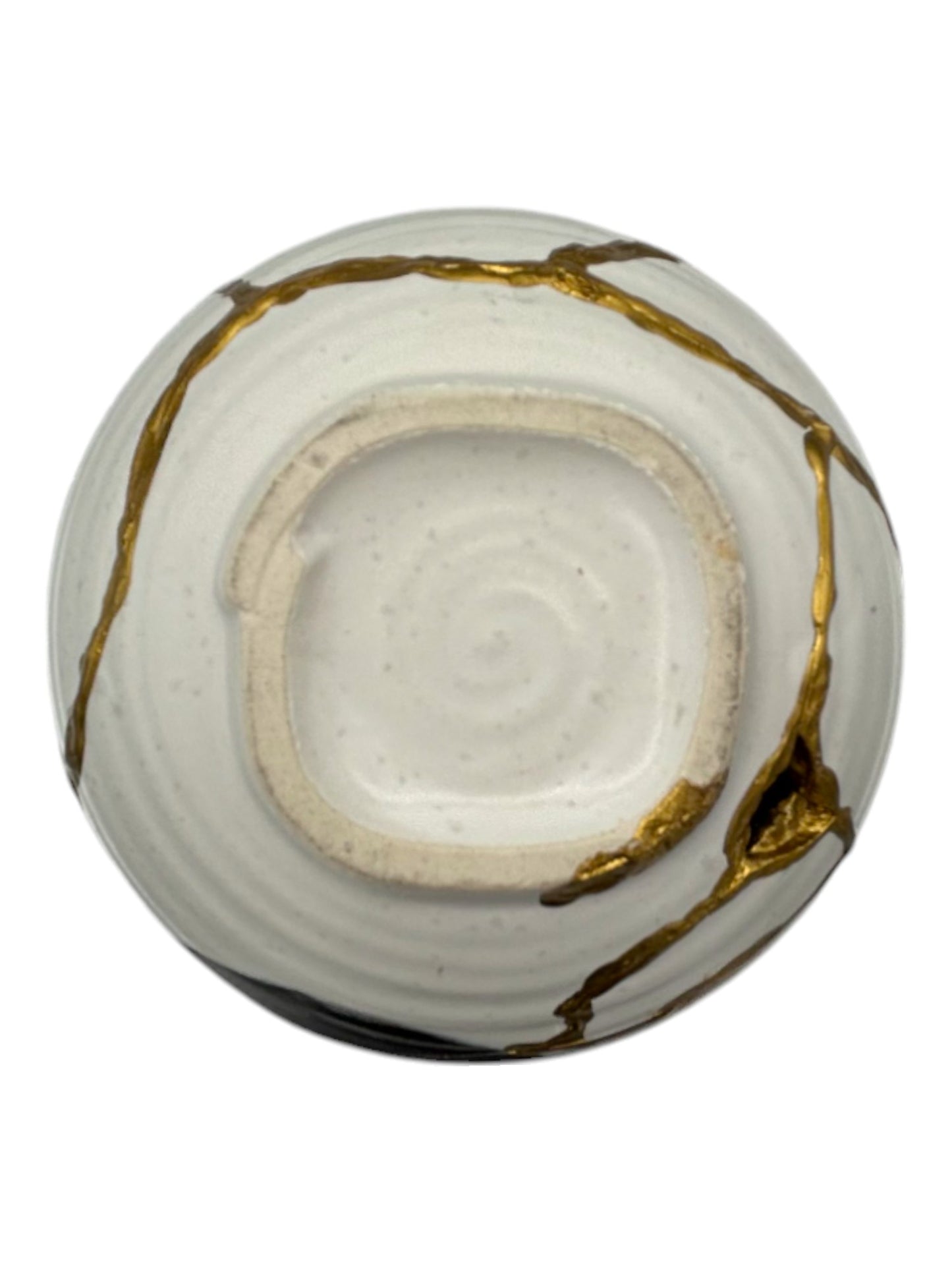 SALE Yin Yang Kintsugi Double Bowl Egg Sculpture - Reversible - Gift Box - Broken + Repaired Japanese Pottery - Hand Painted Gold (H)5.5in (W)4in