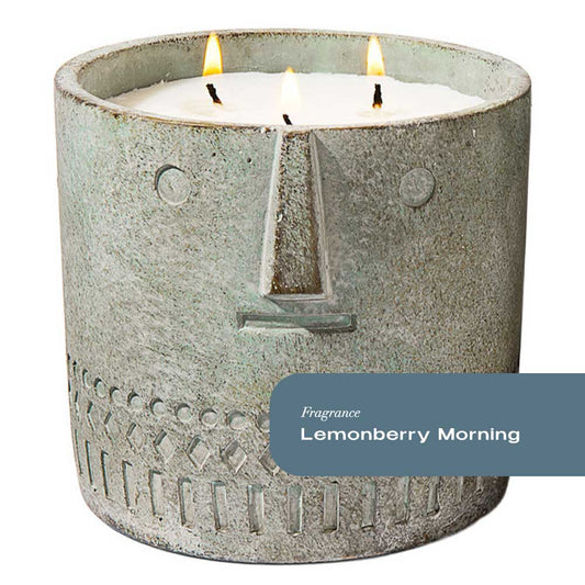 Lemonberry Morning Stone Face Candle 27oz - Facette Gallery