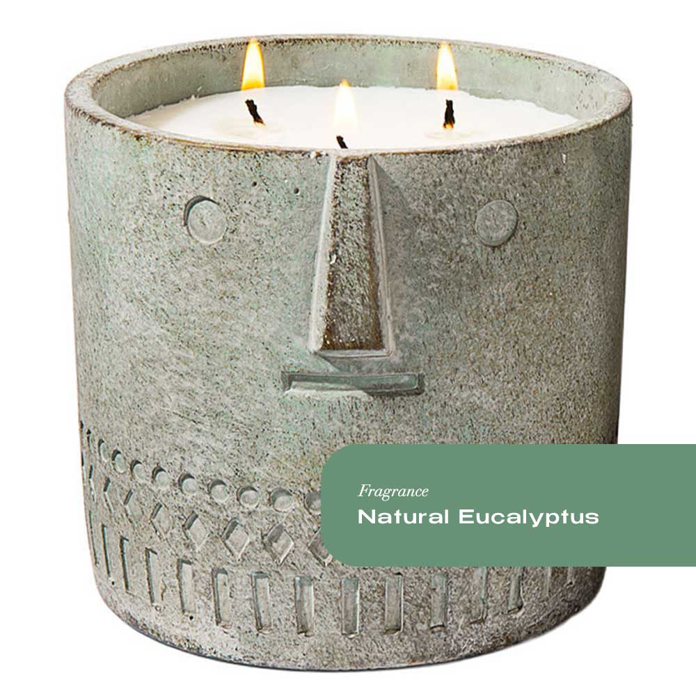 Natural Eucalyptus Stone Face Candle 27oz - Facette Gallery