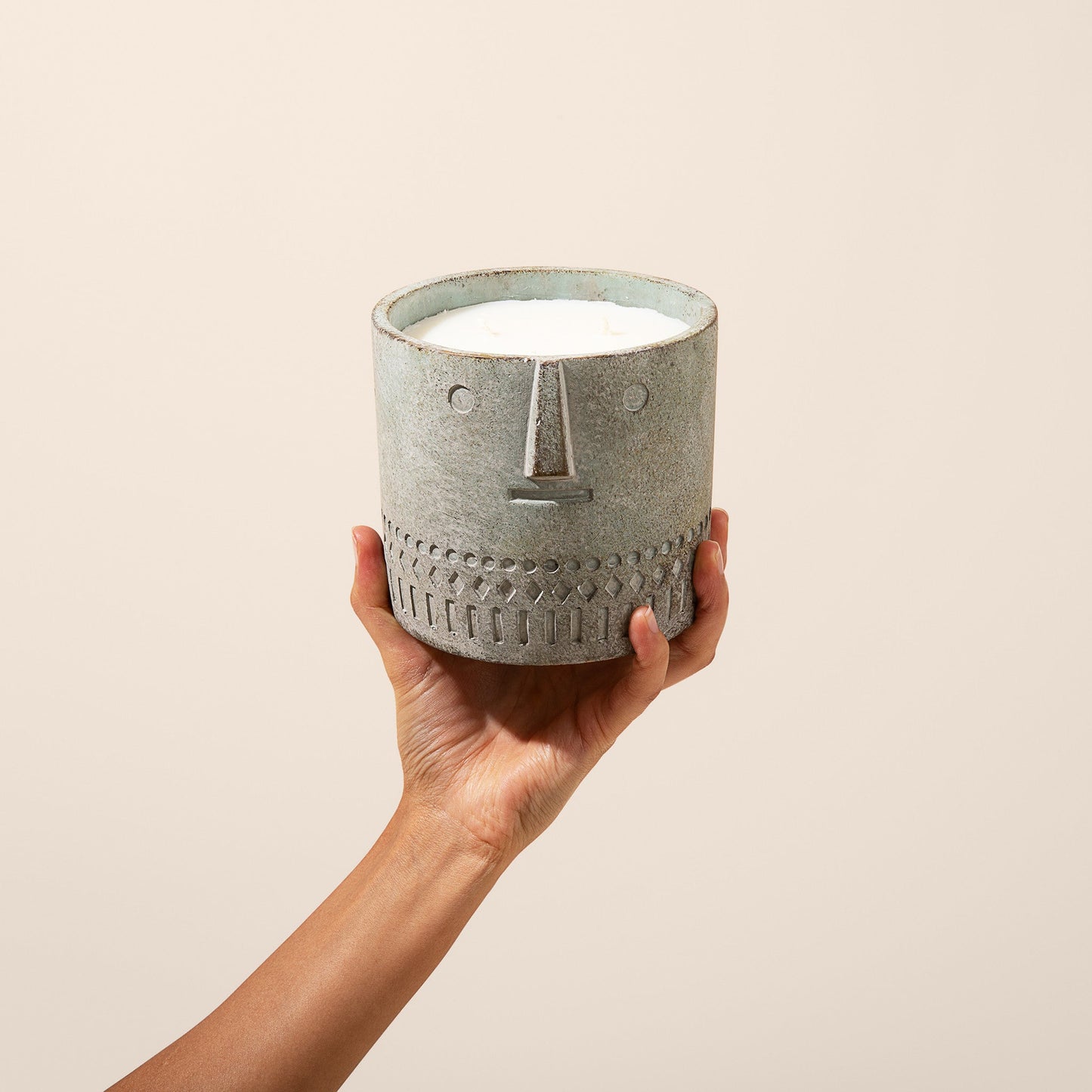 Natural Eucalyptus Stone Face Candle 27oz - Facette Gallery