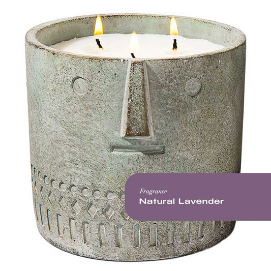 Natural Lavender Stone Face Candle 27oz - Facette Gallery