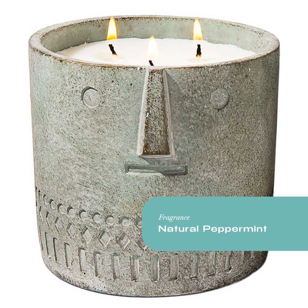 Natural Peppermint Stone Face Candle 27oz - Facette Gallery