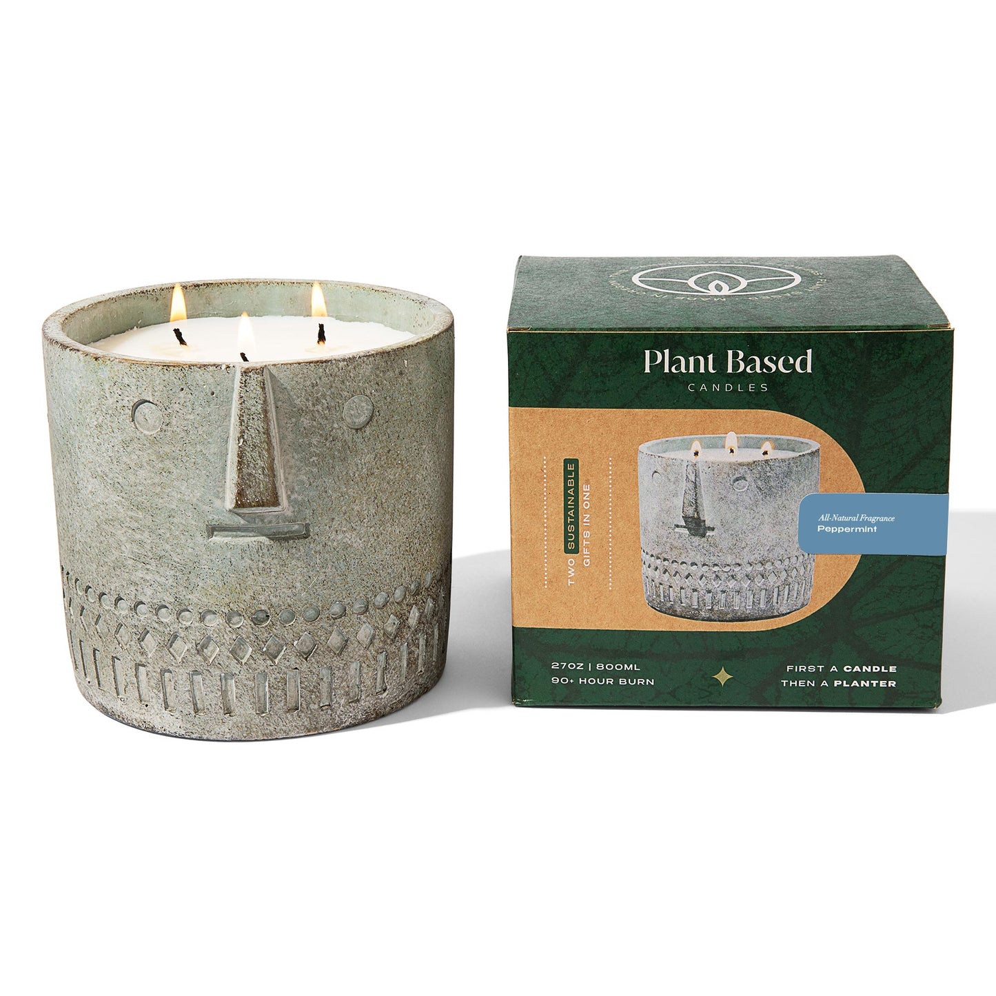 Natural Peppermint Stone Face Candle 27oz - Facette Gallery