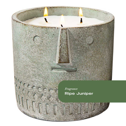 Ripe Juniper Stone Face Candle 27oz - Facette Gallery