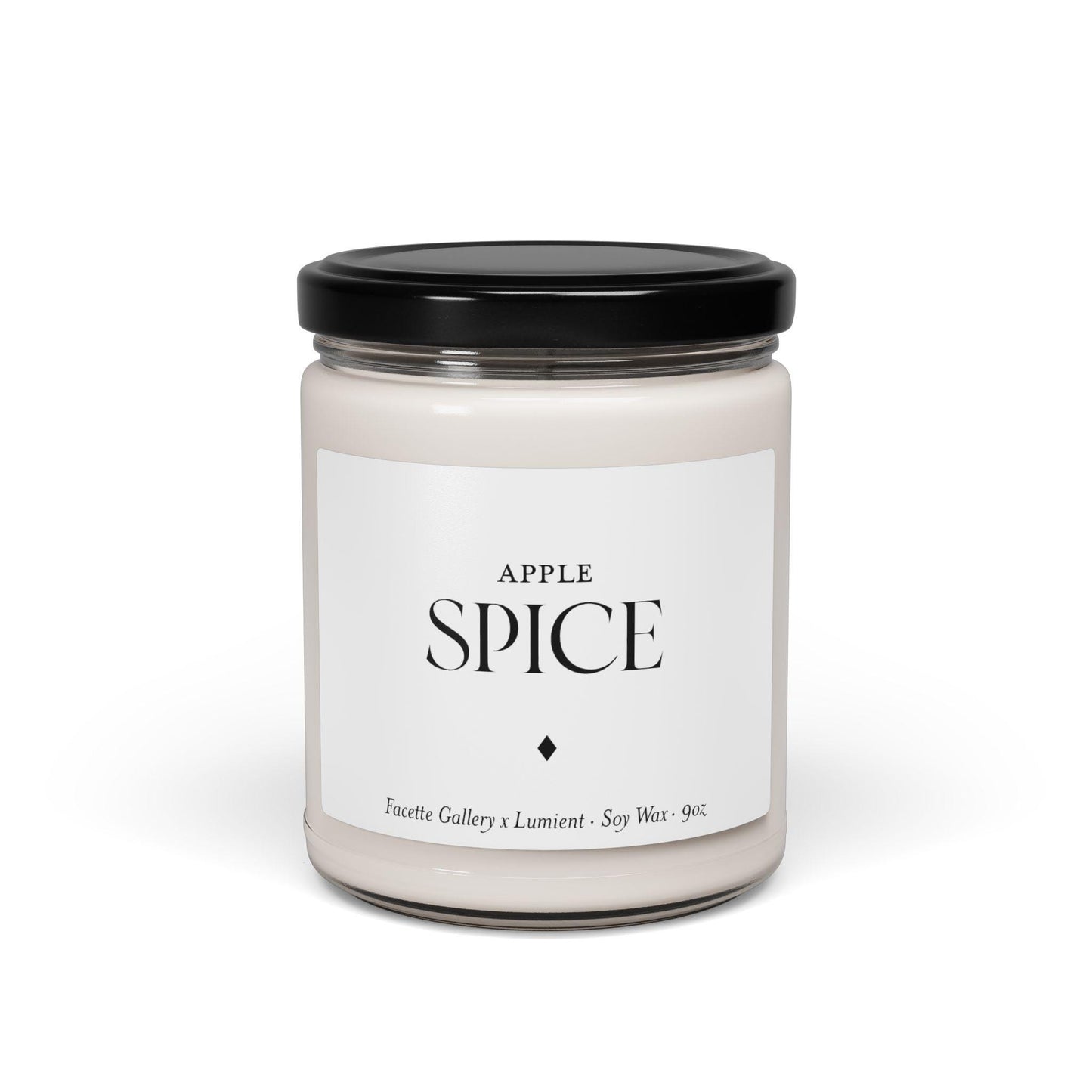 Apple Spice Candle in Glass - Vegan - Modern/Contemporary Home Decor - Minimalist - Black/White - Hand Poured Soy Wax - 9oz