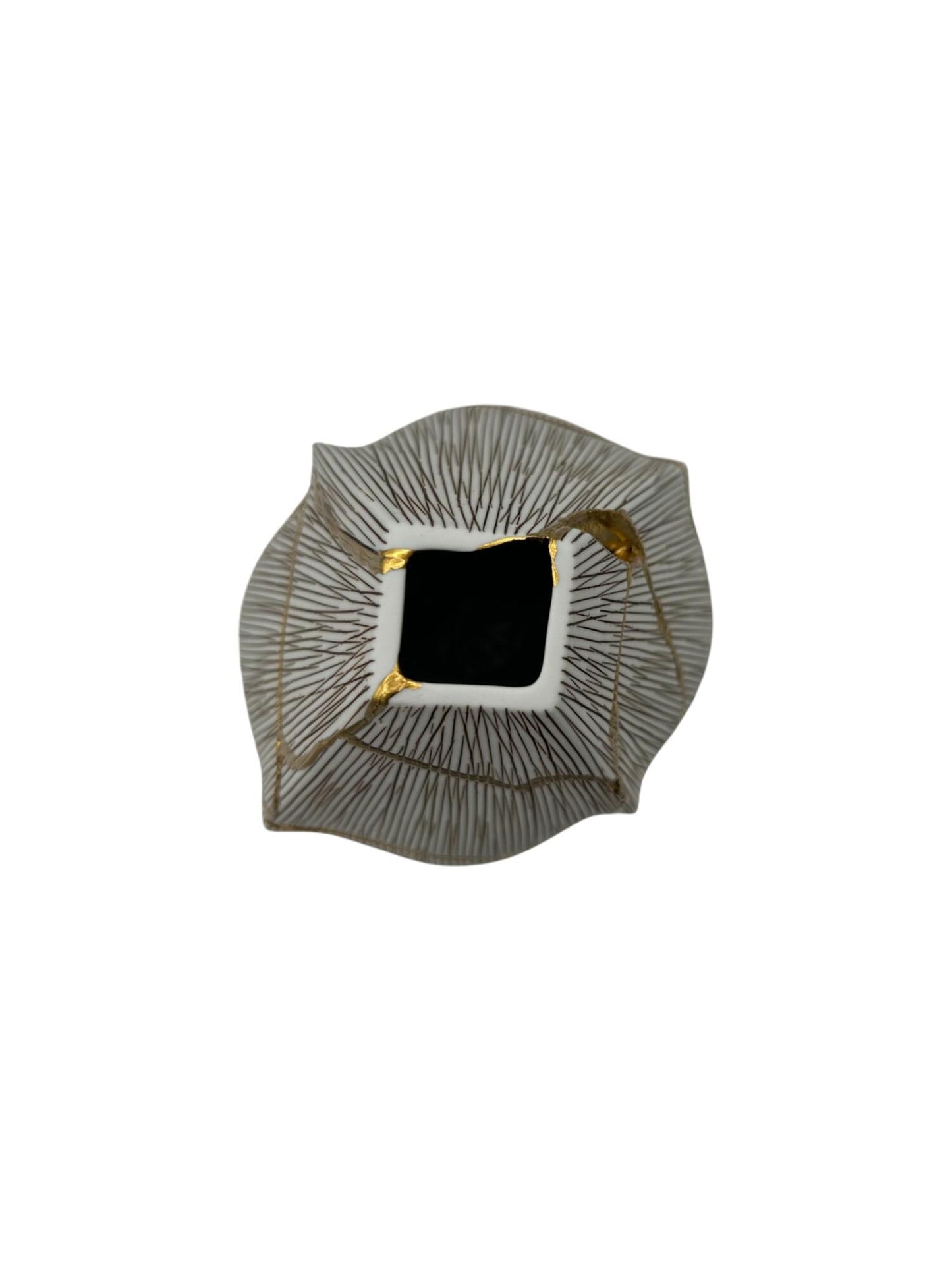 Kintsugi Seed Vase - Botanical - Broken + Repaired Japanese Pottery - Hand Painted Gold - Made in Thailand Collection (W) 5.25in (H) 6.5in