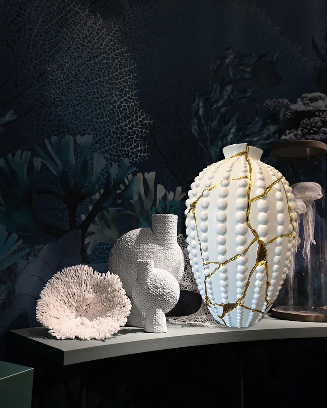 Modern Kintsugi Sea Urchin Vase