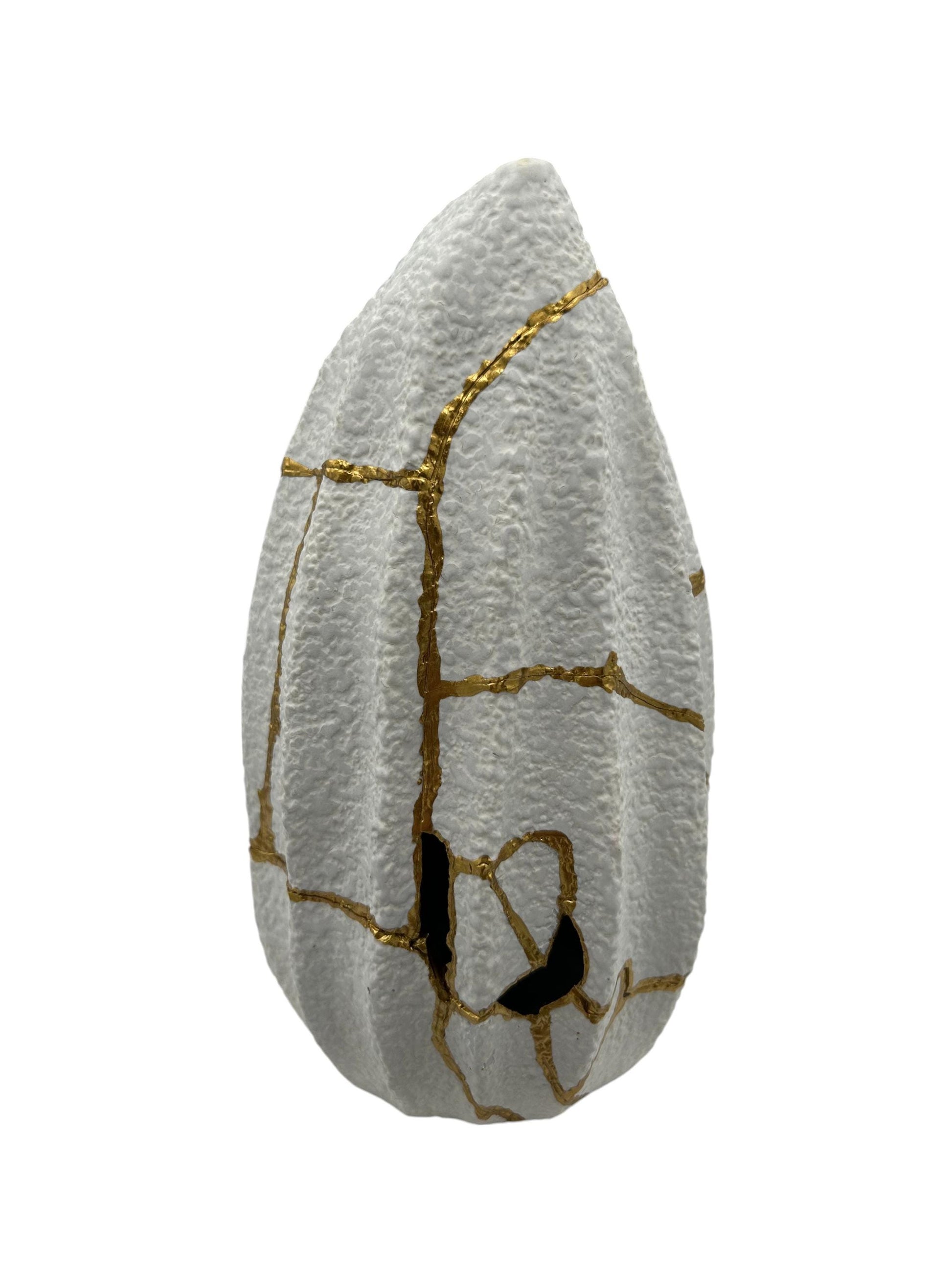 Modern Kintsugi Jackfruit Vase - Broken + Repaired Japanese Pottery - Hand Painted Gold - Made in Thailand No.2 - (W) 4.25in (H) 8.25in