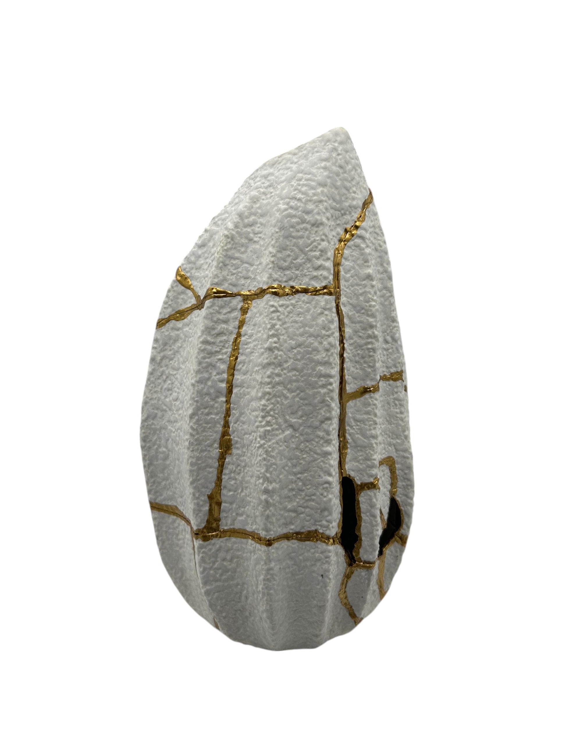 Modern Kintsugi Jackfruit Vase - Broken + Repaired Japanese Pottery - Hand Painted Gold - Made in Thailand No.2 - (W) 4.25in (H) 8.25in