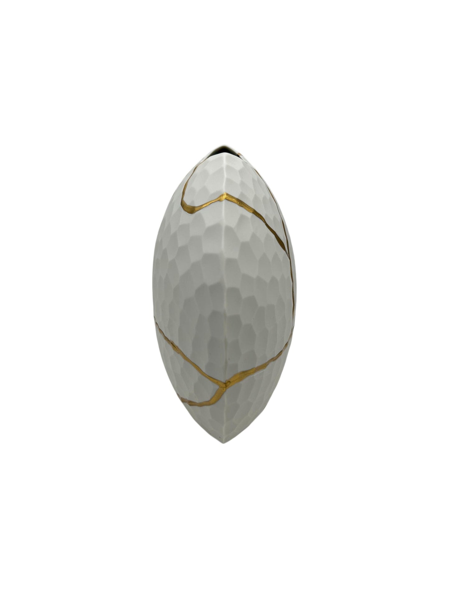 Modern Kintsugi Beehive Vase - Eggshell - Broken + Repaired Japanese Pottery - Hand Painted Gold - Made in Thailand (W) 7.25in (H) 6.5in