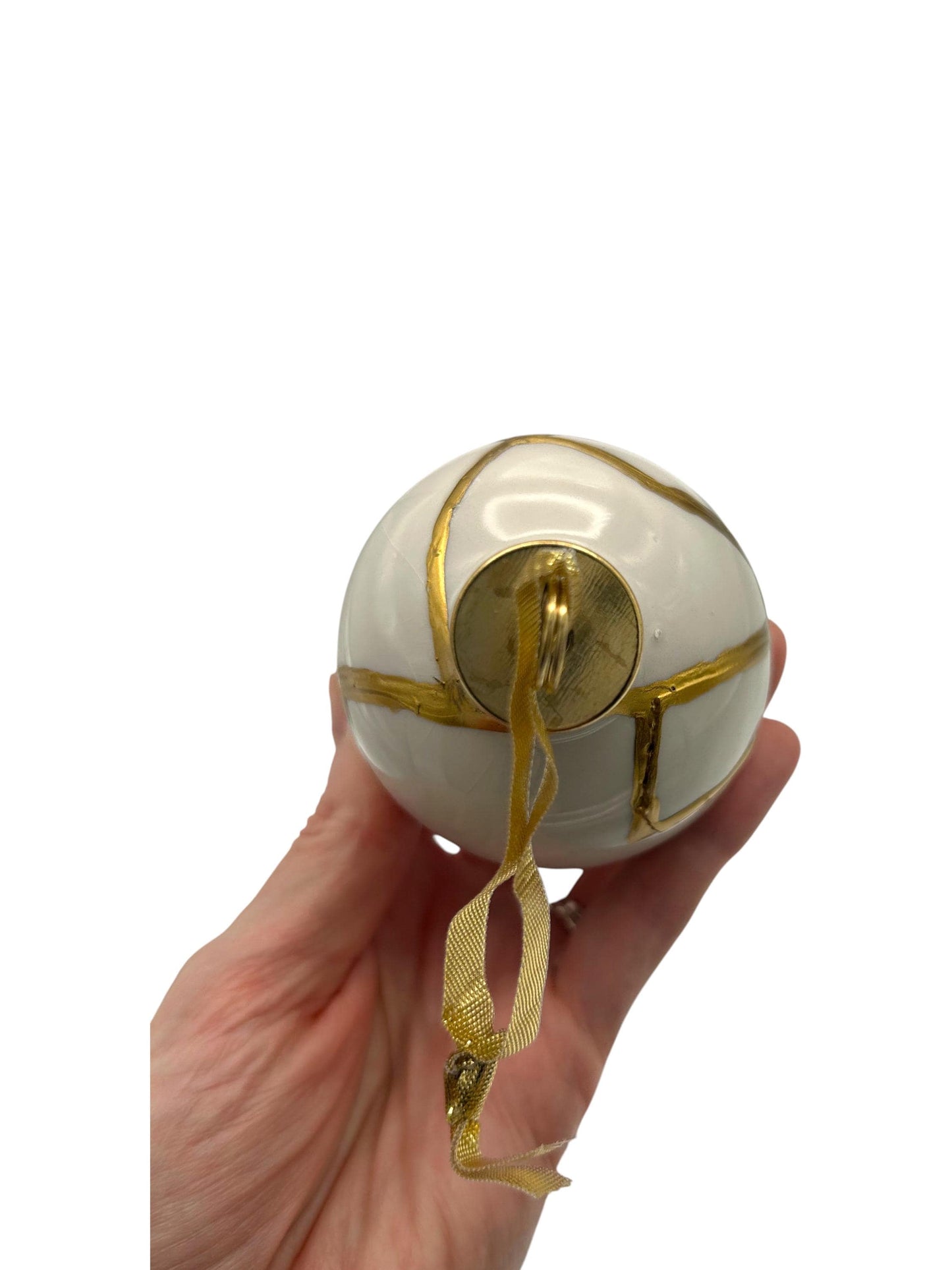 Modern Kintsugi Ornament - Hand Painted Gold, White Ceramic Holiday Decor