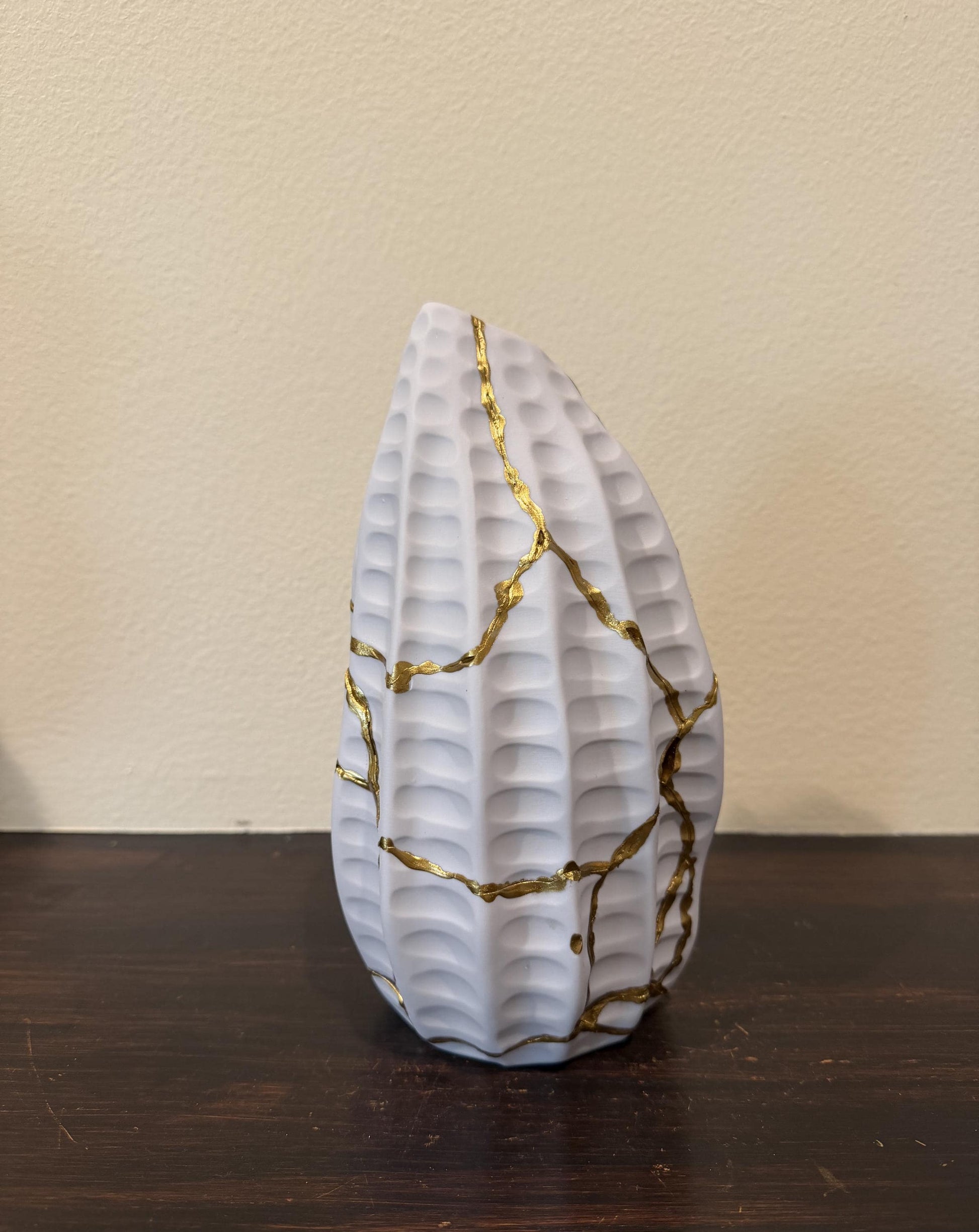Modern Kintsugi Seahorse Small Vase - Japanese Gold Repair, Made in Thailand