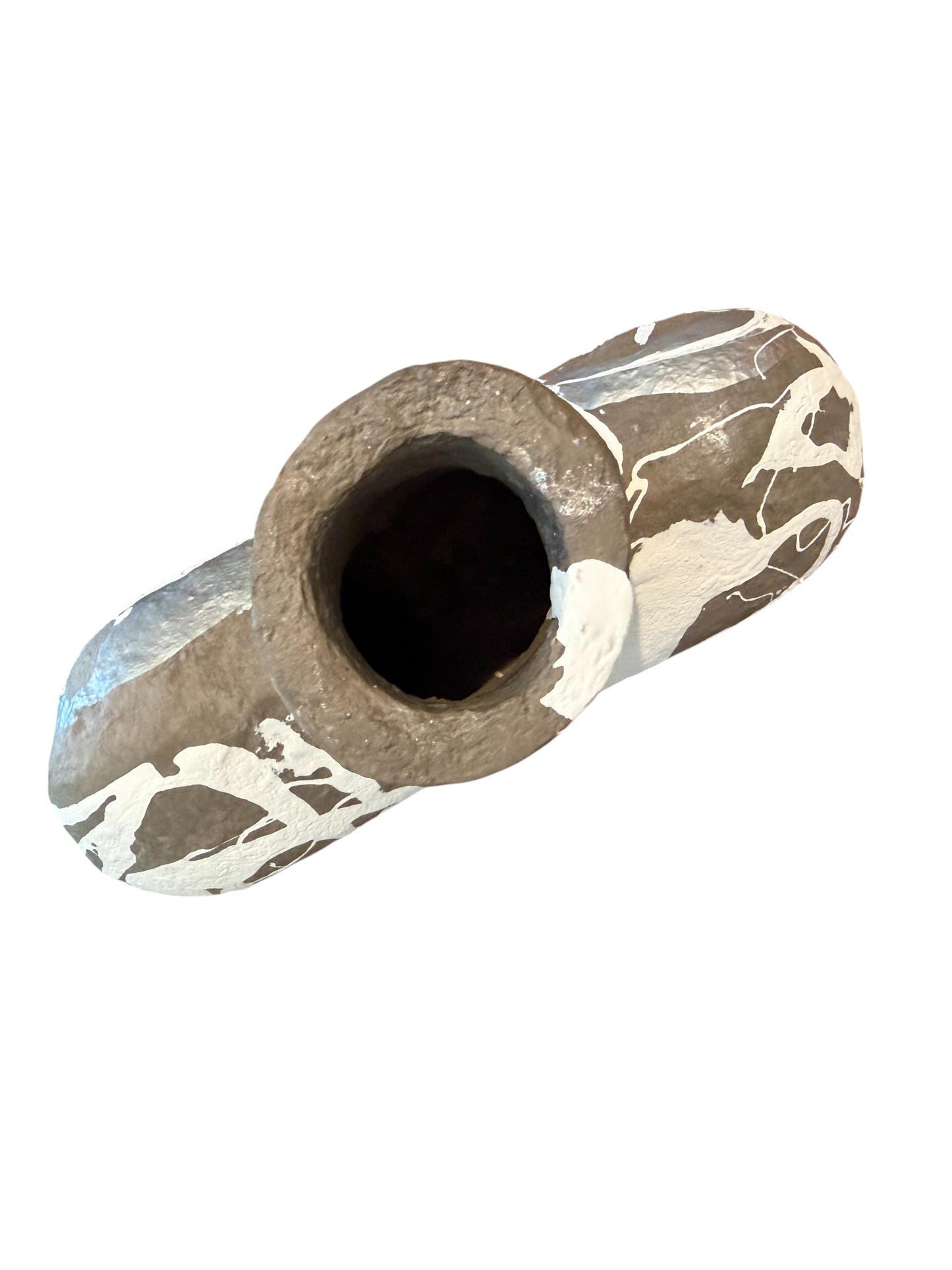 Paper Mache Splatter Paint Vase - Abstract, Gray - H 14in W 9in