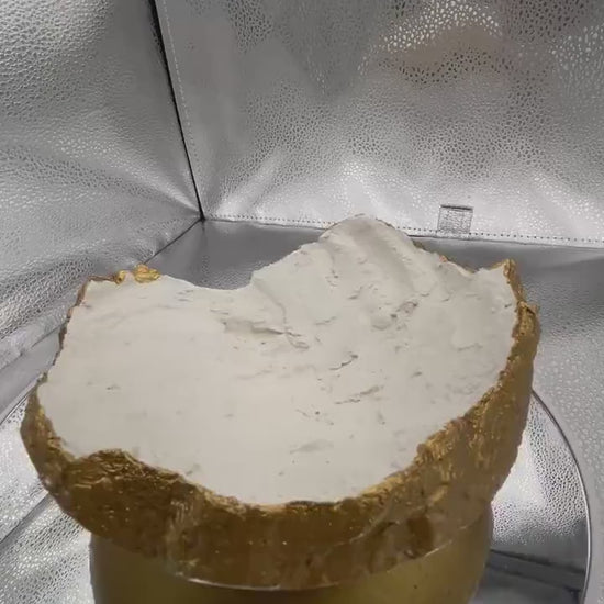 White Cement Bowl - Hand Formed/Painted Gold - Wabi Sabi - Japandi - Decorative/Jewelry/Entrance - Raw Edges - (W) 6in (H) 2in
