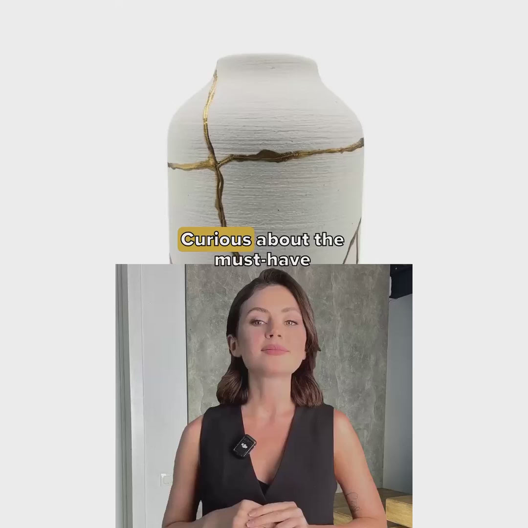 Load video: modern kintsugi giraffe vase by Facette Gallery Home on Etsy