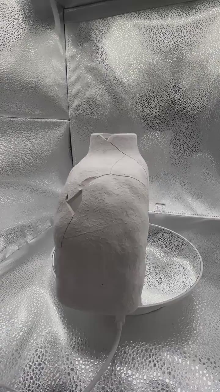 Hachi Vase - Japanese Style Pottery Broken + Repaired - Hand Painted White Ceramic Stoneware - Prosperity/Abundance - Small (W) 9in (H) 6in