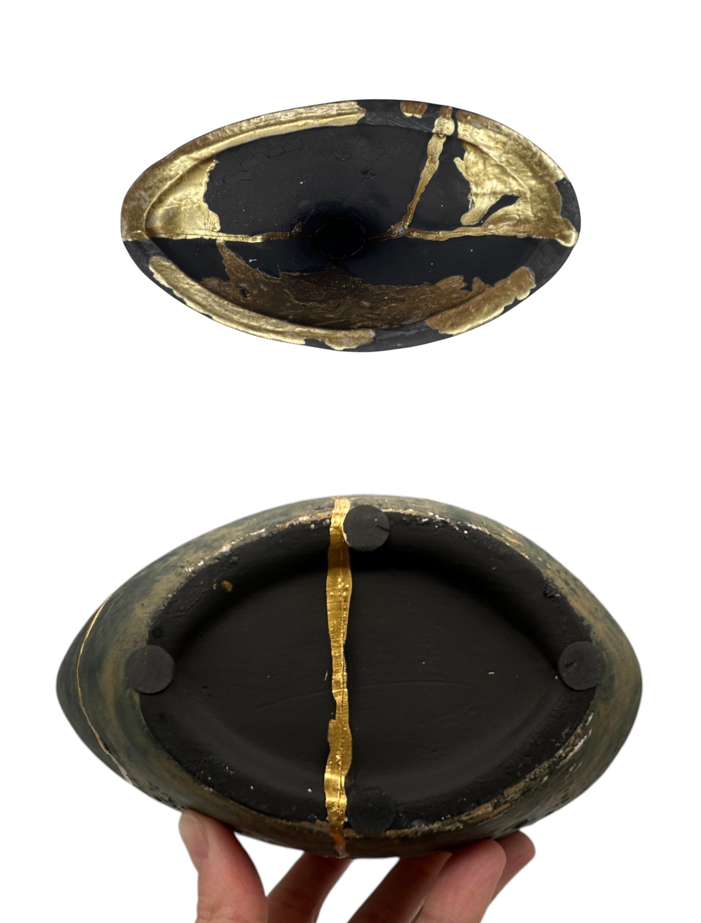 Modern Kintsugi Anchor Vase - Broken + Repaired Japanese Pottery - Hand Painted Gold - (H) 13.5in (W) 8in