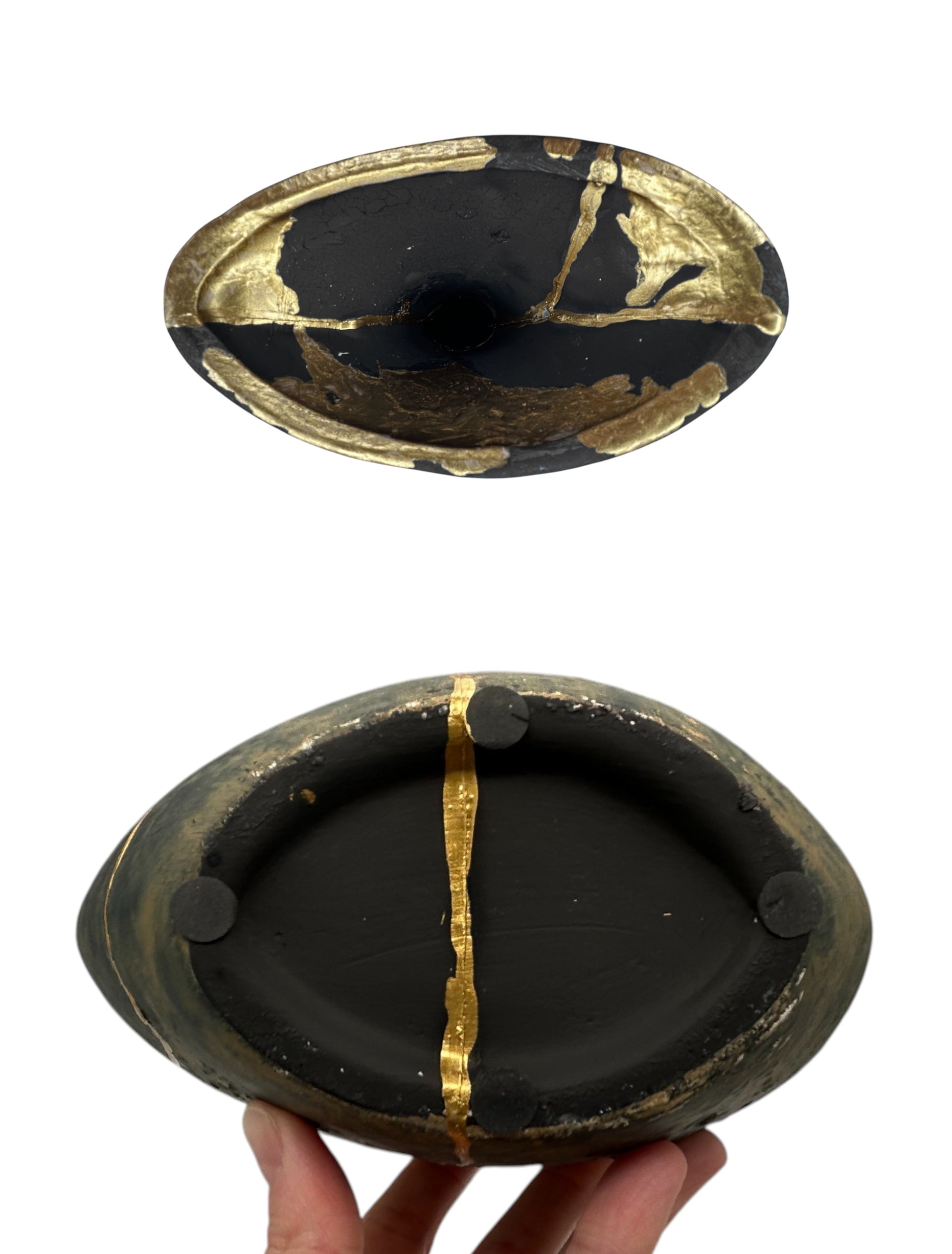 Modern Kintsugi Anchor Vase - Broken + Repaired Japanese Pottery - Hand Painted Gold - (H) 13.5in (W) 8in