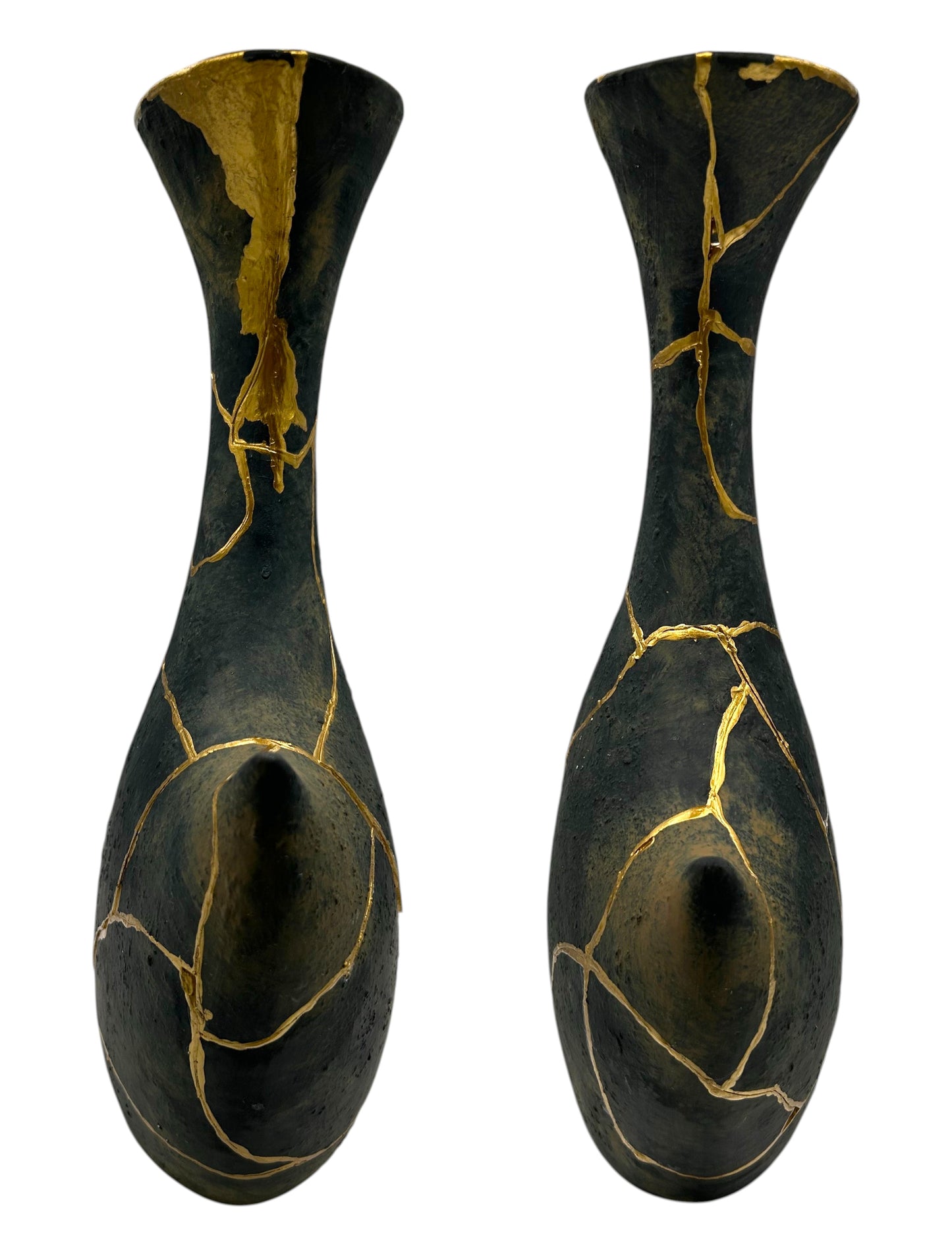 Modern Kintsugi Anchor Vase - Broken + Repaired Japanese Pottery - Hand Painted Gold - (H) 13.5in (W) 8in